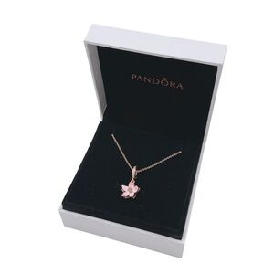 Pandora Rose Gold Necklace with Pink Flower Pendant